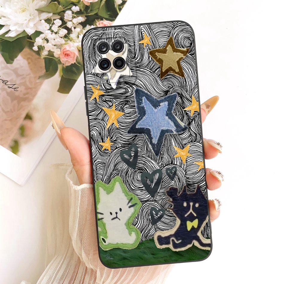For Samsung Galaxy A12 M12 SM-A125F A127F Cute Cat Flower Butterfly Cartoon Phone Case Shockproof Soft Silicone Cases