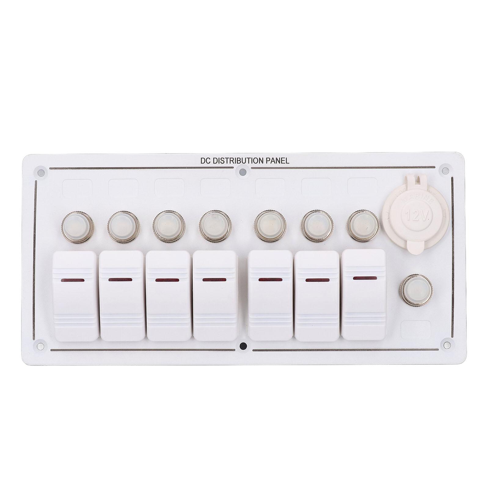 

Панель переключателей Rocker Switch Panel 7 Gang Водонепроницаемая красная светодиодная морская панель переключателей с защитой от перегрузки 12 В