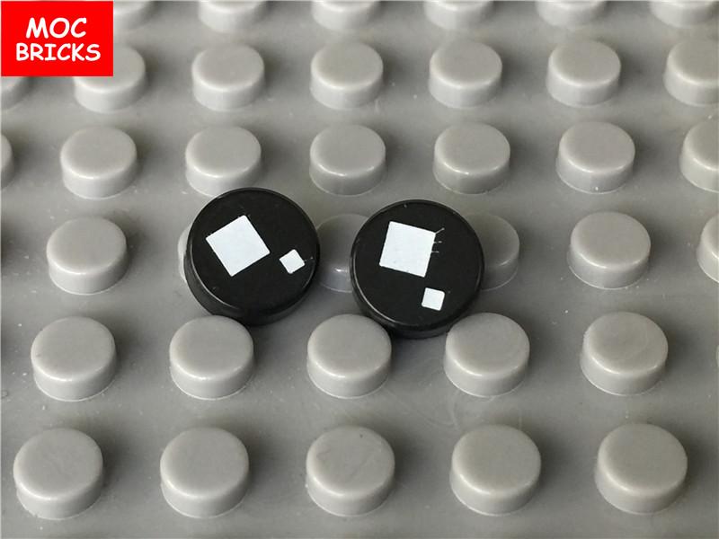 25pairs/lot MOC Bricks Tile Round 1 x 1 with Black Eyes with Pupil Squinting Eyelashes Pattern Building Blocks DIY Toys gifts