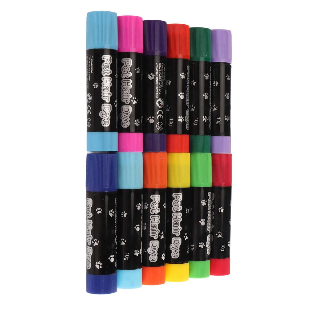 12pcs Pet Paint Pens DIY Pet Fur Color Crayons Washable Temporary Pet Hair Paint Dye for Dogs Cats
