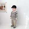 Koreansk randig långärmad baby-t-shirt för pojkar och flickor - Vår/Hösttopp