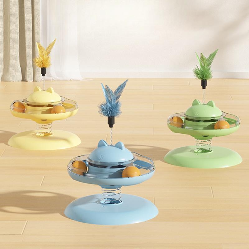 Pet Toy Rocker Spring Cat Turntable Leaking Food Cat Toy Self-pleasure Amusing Cat Play Plate