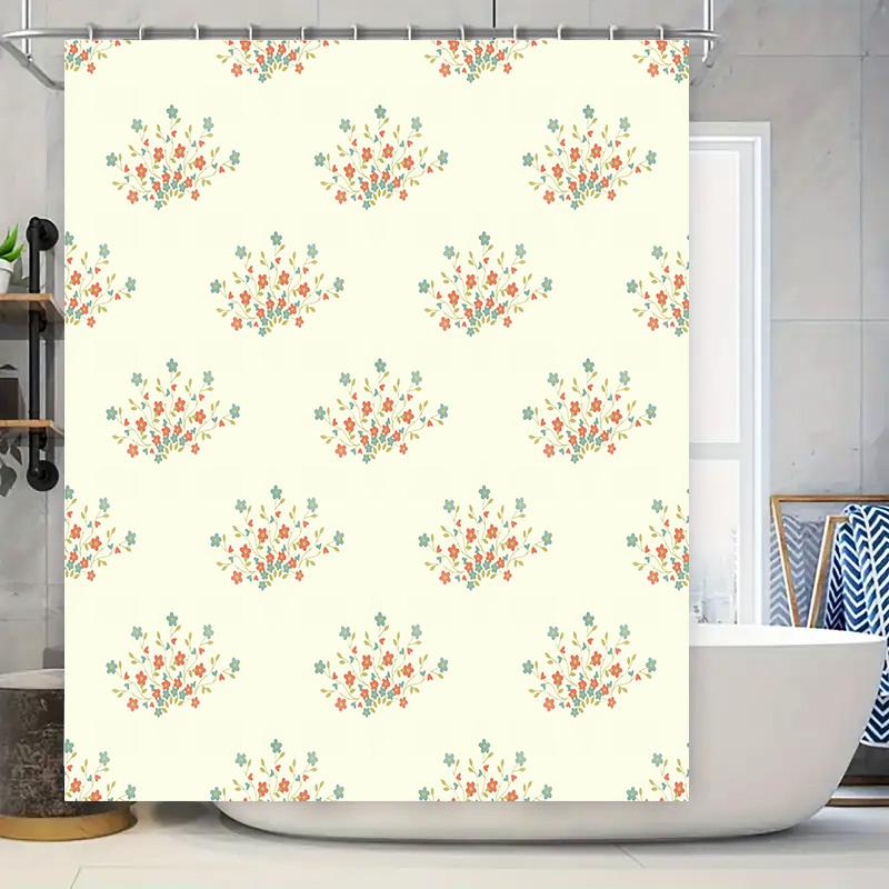 

Charming Pastel Floral Shower Curtain Perfect For Bathroom Decoration Adding Brightness To Your Space W60H190(CM)-1 Pcs