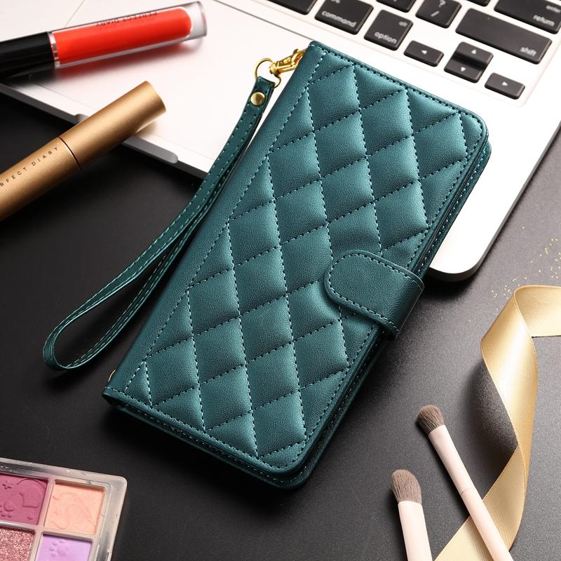For iPhone 11 12 13 Case Rhombic Houndstooth Leather Flip Case For Apple iPhone 11 12 13 Pro Max 12 13 Mini Wallet Holder Cover