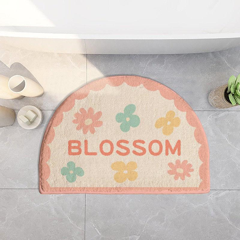 Ins Simple Semicircle Absorbent Bathroom Floor Mat Thickened Non-slip Carpet Toilet Washroom Toilet Door Mat