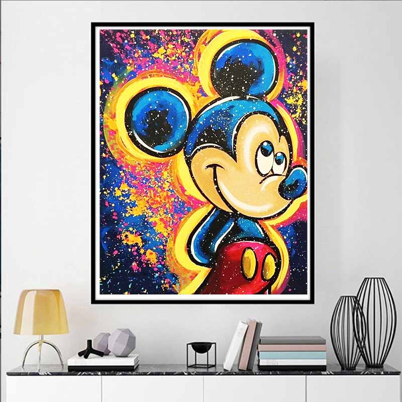 Disney Diamond Painting Pop Art Style Mickey Mouse Oil Painting 5D DIY Rhinestone Diamond Embroidery Cross stitch Home and Wedding Decorations