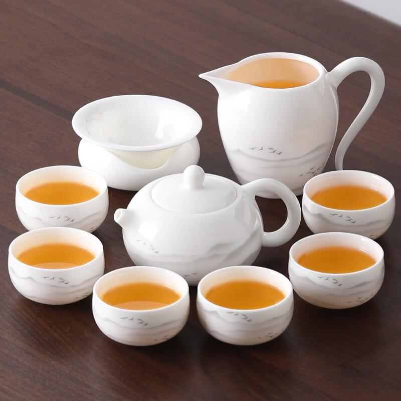 Mutton Fat Jade Ceramic Kung Fu Tea Set