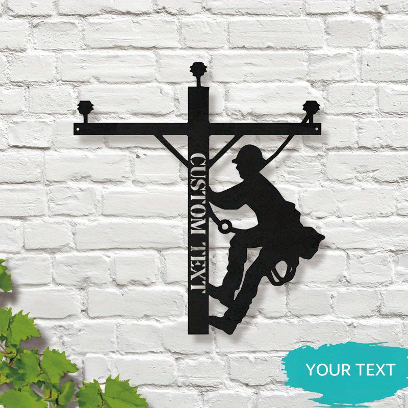 Metal Wall Art Lineman Gift Electrician Decor Personalized Sign Sculpture