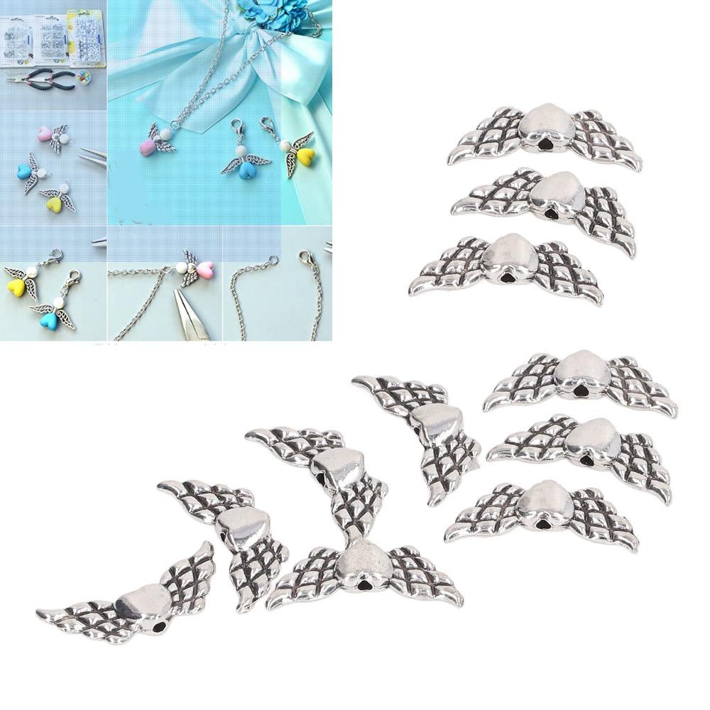 100pcs Zinc Alloy Angel Wing Beads Silver Fairy Wing Charm Beads Wing Charm Beads  DIY Craft