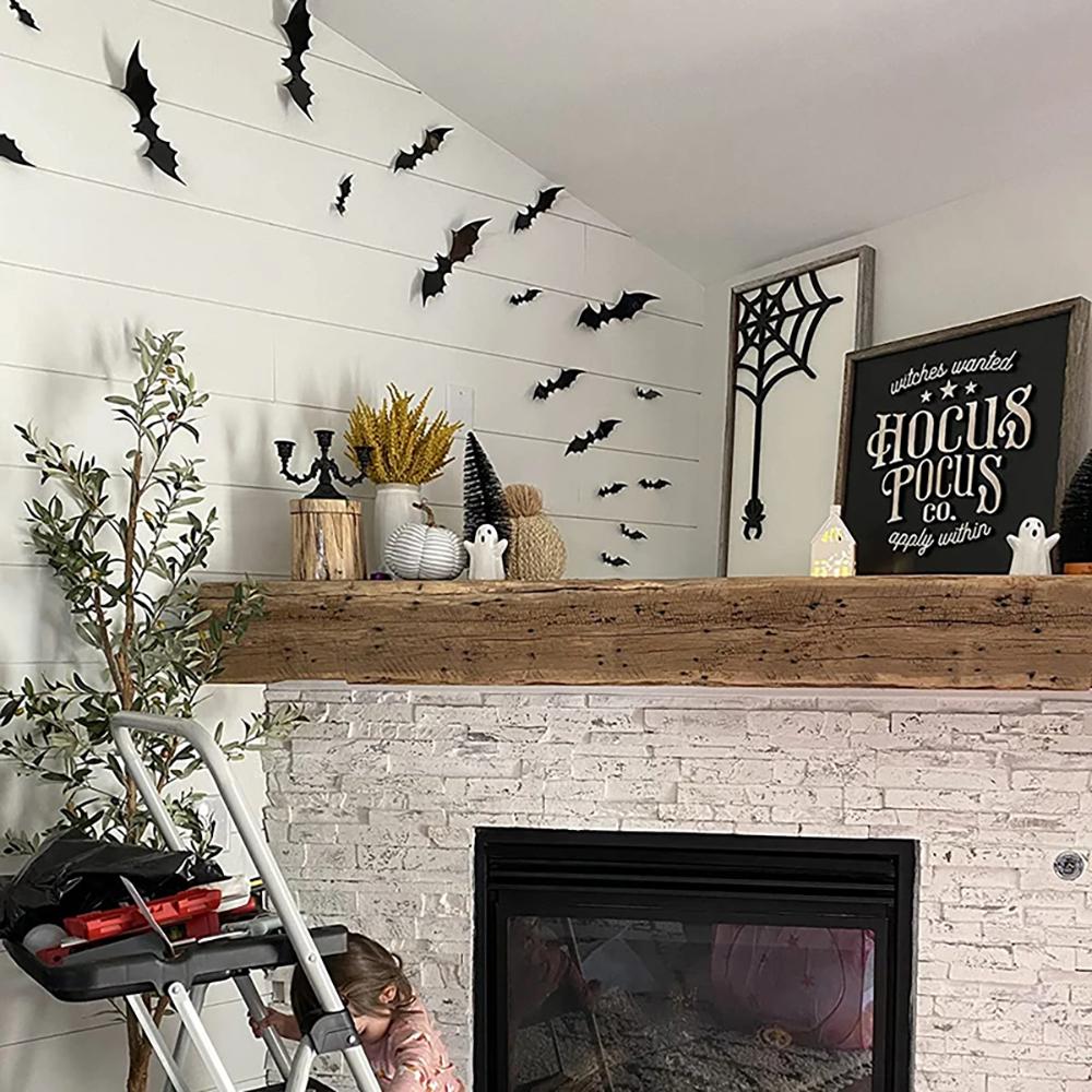 Xiaomi 12pcs Halloween Bats Decorations,3D Pvc Bat on The Wall,Black Bats Wall Stickers,Halloween Scary Props