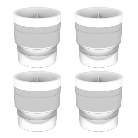 4Pcs Ice Hockey Mold with Lids Easy Release Sphere Ice Cube Maker Stackable Non-stick Puck Mold for Whiskey Cocktails Bourbon