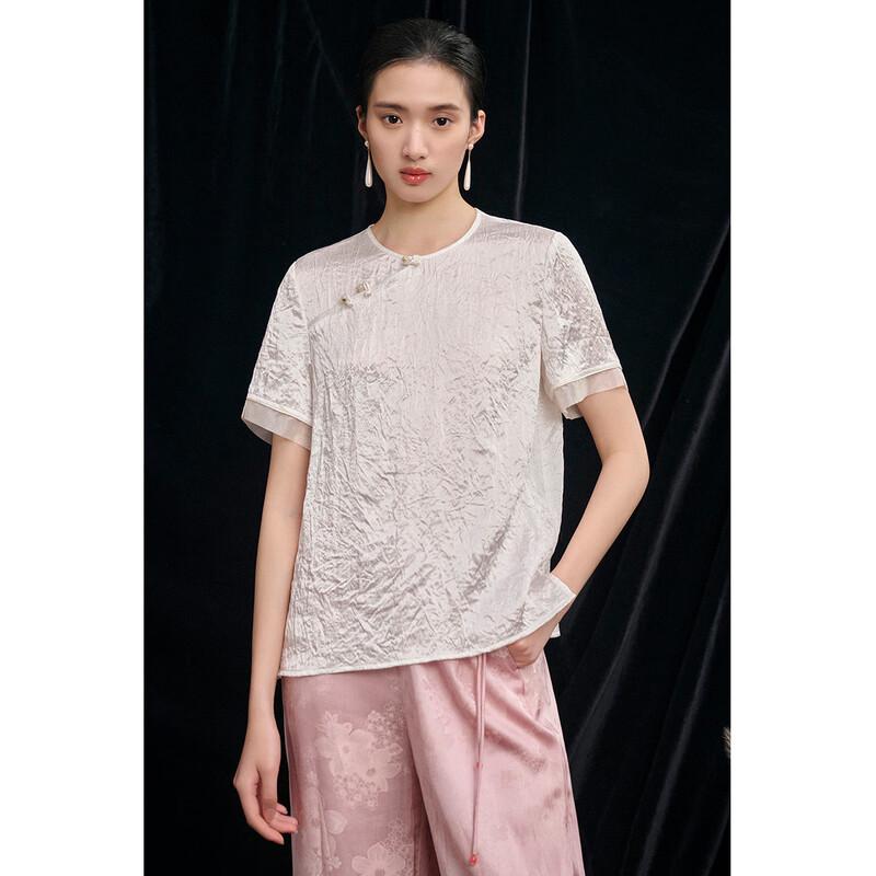 JK&JS New Chinese Style Pleated Texture T-Shirt S