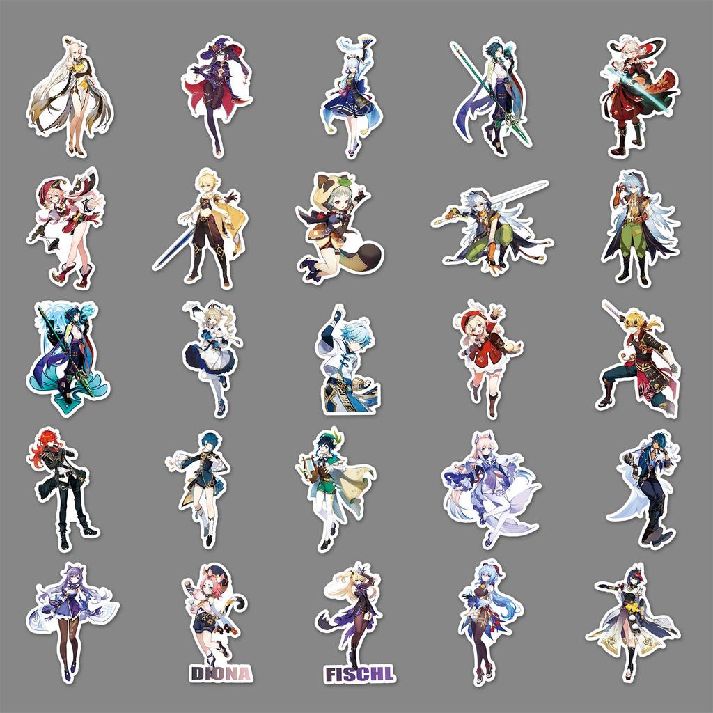 50PCS Genshin Impact Cartoon Graffiti Stickers for DIY Skateboards, Phones & Suitcases - Waterproof