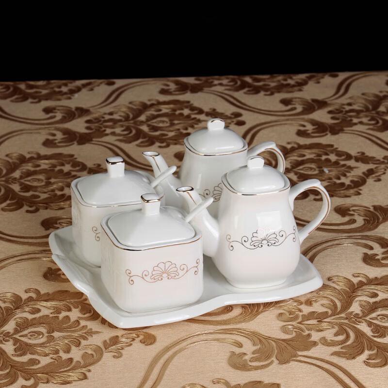 Ceramic Kitchen Seasoning Set with Soy Sauce Bottles