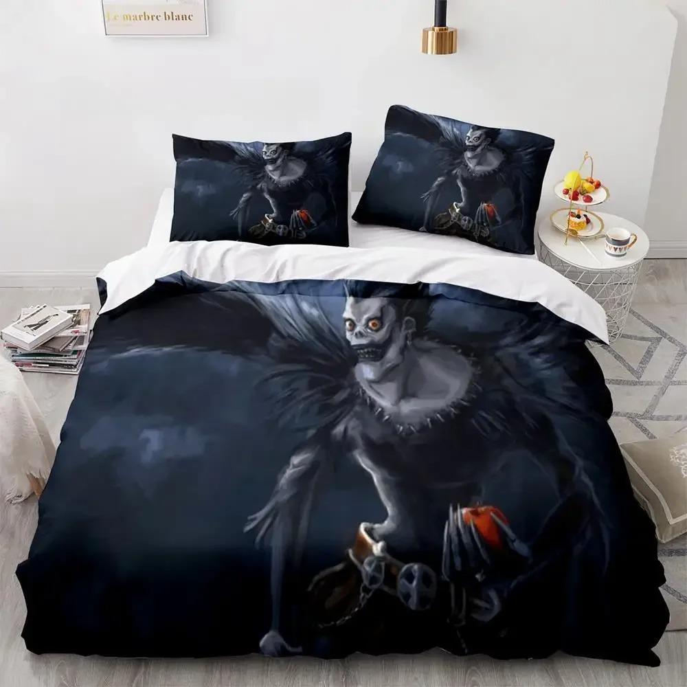 Death Note Bedding Set Single Twin Full Queen King Size Bed Set Adult Kids Bedroom Duvet Cover Sets 3D Print Anime Death Note A