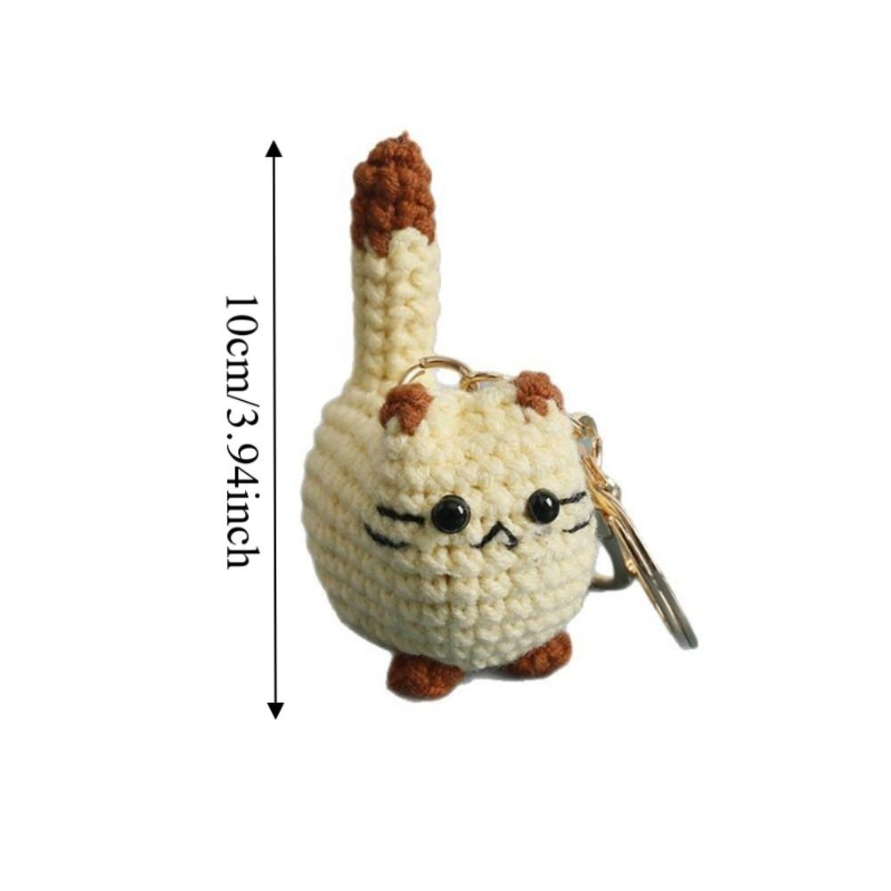 Handmaking Crochet Kitten Keyrings Animal Cat Key Chain Creative Handwoven Cat Pendant Bag Decor