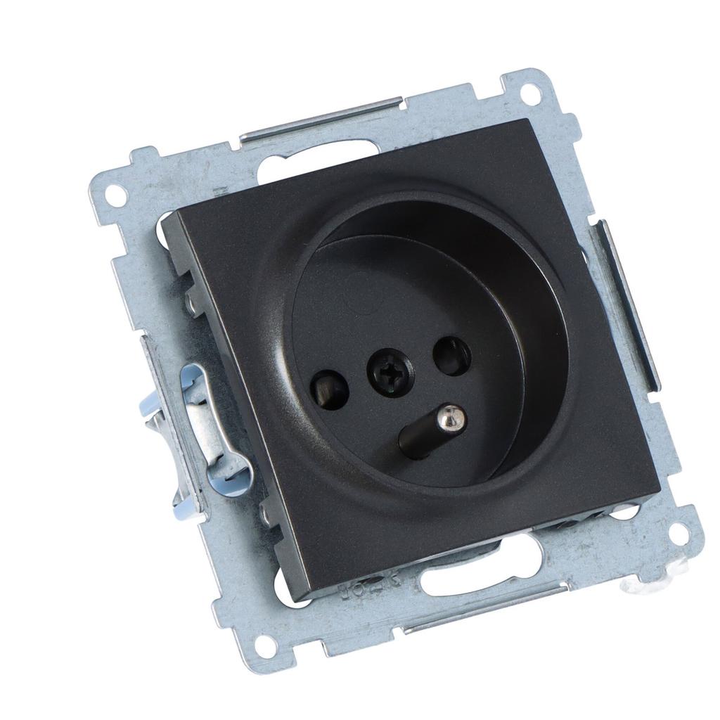 Socket with Grounding and Shutters, Anthracite Simon54