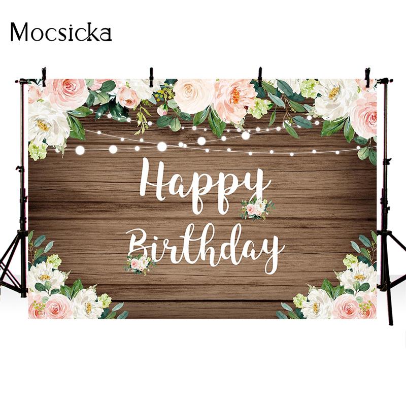 Mocsicka Oh Baby Photography Background Flowers Wood Board Lighting Decoration Style Shower Photo Backdrop Props Studio