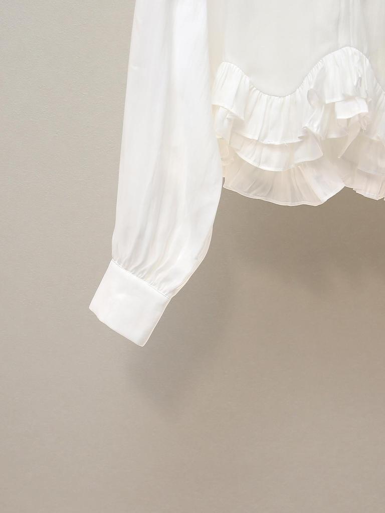 Nanyou Damen Französisch Romantisch zum Binden Patchwork Herbst Kurzhemd