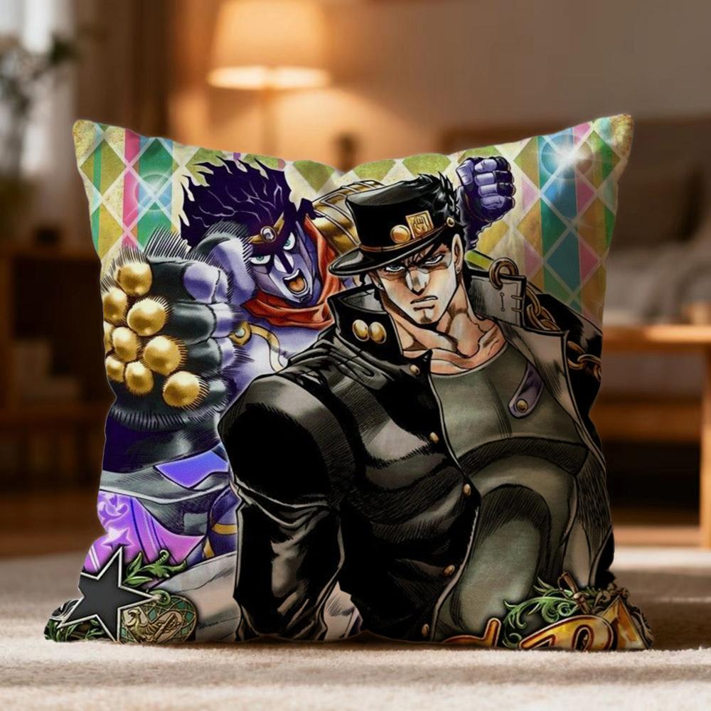 Hot J-JJoJo's Bizarre Adventure Cushion Cover Soft Washable Pillow Case Multi-Scene for Couch Bed Travel Office Use