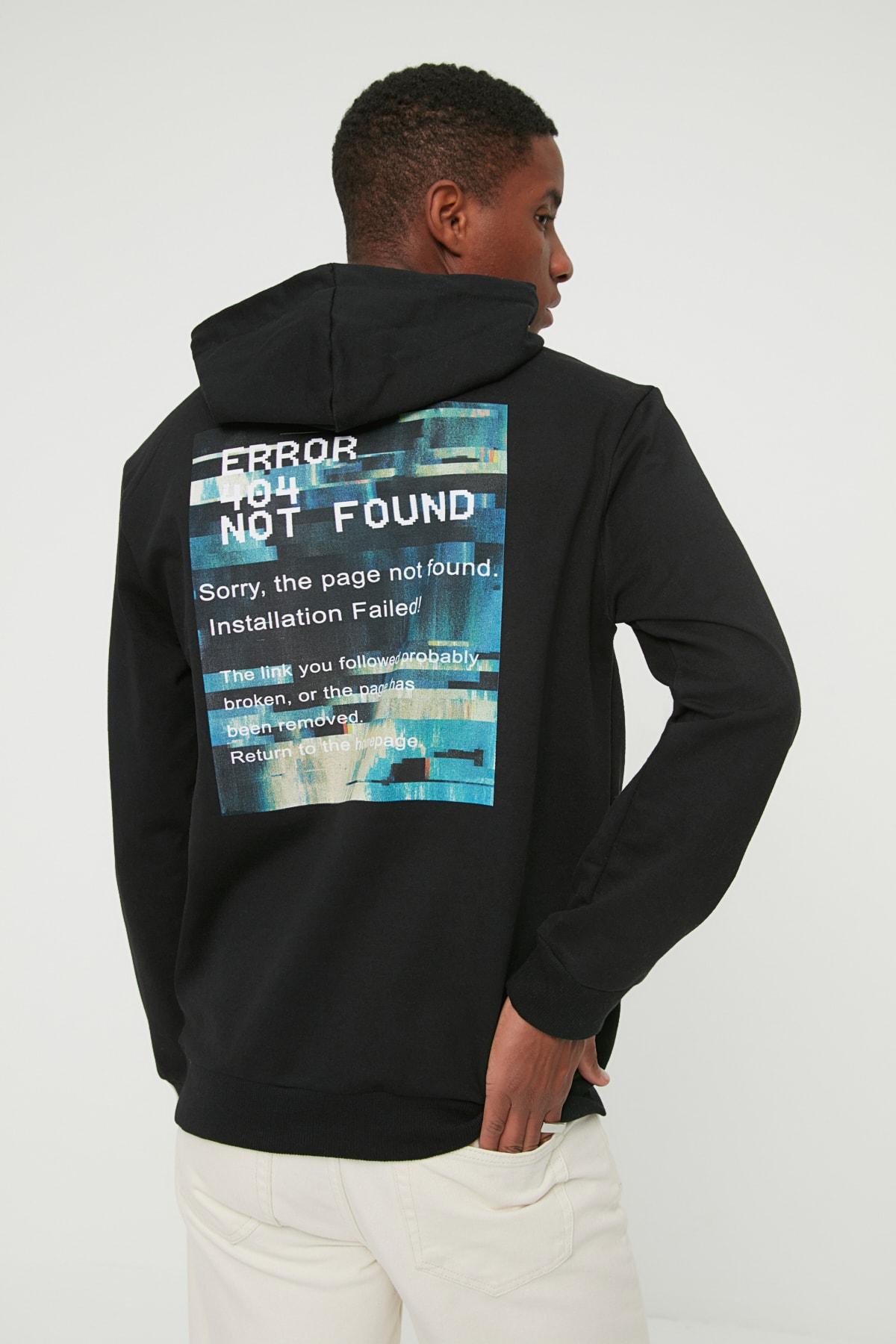 

Черная мужская толстовка с принтом на спине TMNAW21SW0640