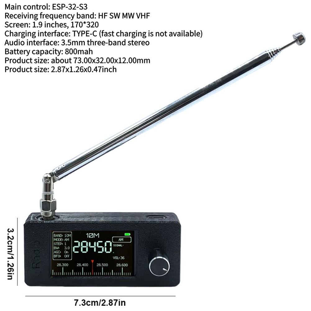 

V4 AMNVOLT Mini SI4732 DSP Radio Receiver FM AM SSB LSB USB Mode LSB USB Transistor Pocket Radios 1.9inch IPS Screen ESP-32-S3