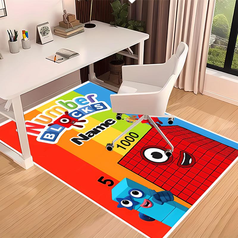 Tappeto Personalizzato con Stampa Numberblocks - Morbido, Lavabile, Antiscivolo, per Interni, Soggiorno, Casa e Ufficio, Tappeto Decorativo