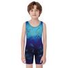 Boys Cycling Workout Bodysuit: U Neck Sleeveless Geometric Print Singlet for Wrestling Exercise Training