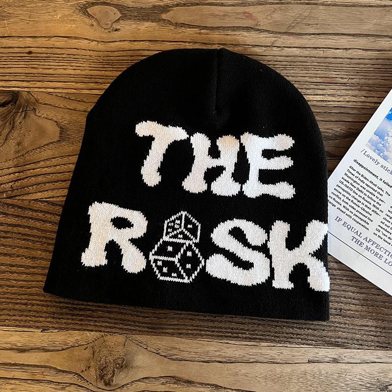 Deep Customization Puff Print Knitted Winter Cap Warm Knit Jacquard Ski Cuffless Punk Style Business Beanie Hats Common High