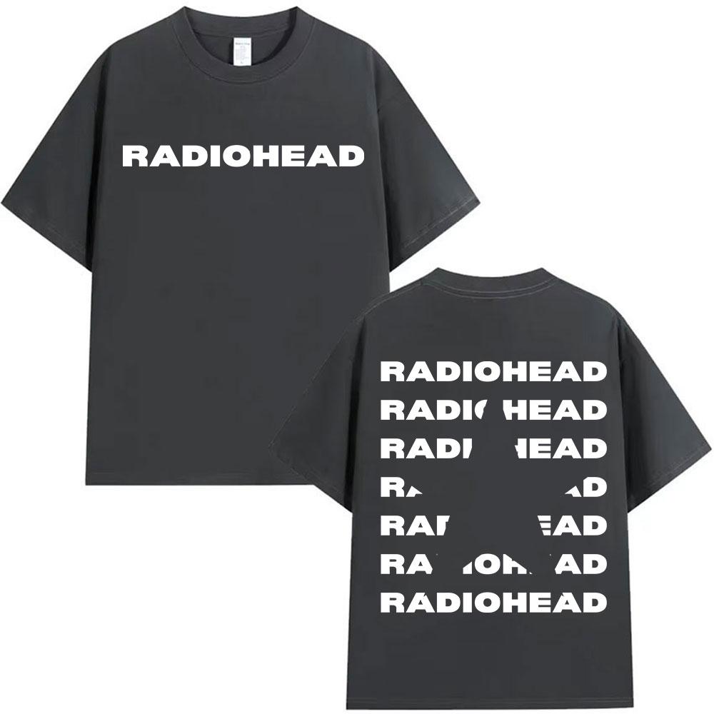 Rock Band Radiohead Tour 2025 Logo T Shirts Mens Fashion Pop Clothing Oversized Tshirt Unisex Hip Hop High Quality Cotton Tees