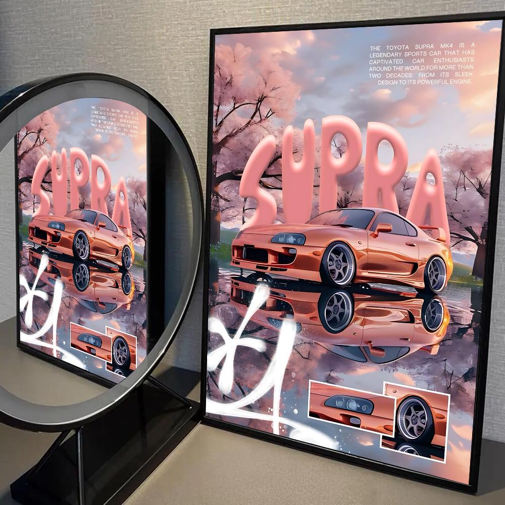 

1PC Cool Supercar Car Poster Self-adhesive Art Waterproof Paper Sticker Coffee House Bar Room Wall Decor 21X30CMNo Framed