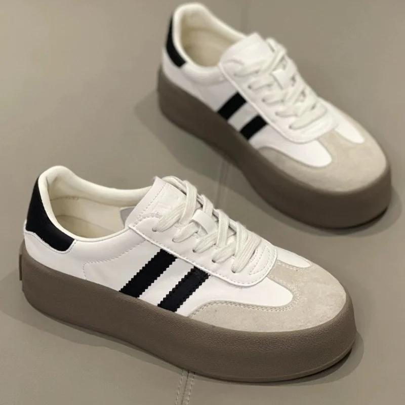 

Спортивная обувь толстая подошва повседневная обувь для досок для женщин новая воловья кожа все мягкая подошва внутри увеличение de тренировочная обувь 38