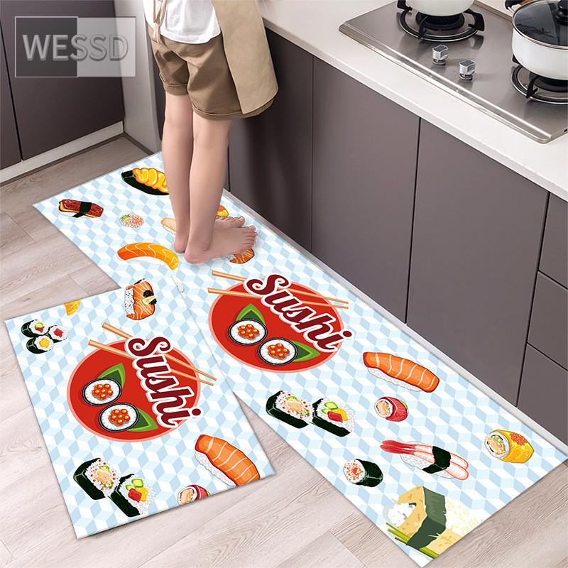 Zestaw dywaników kuchennych z motywem kreskówek z motywem jedzenia Pizza Hamburger Lody Wydrukuj maty podłogowe do domu Wycieraczka antypoślizgowa Zmywalna