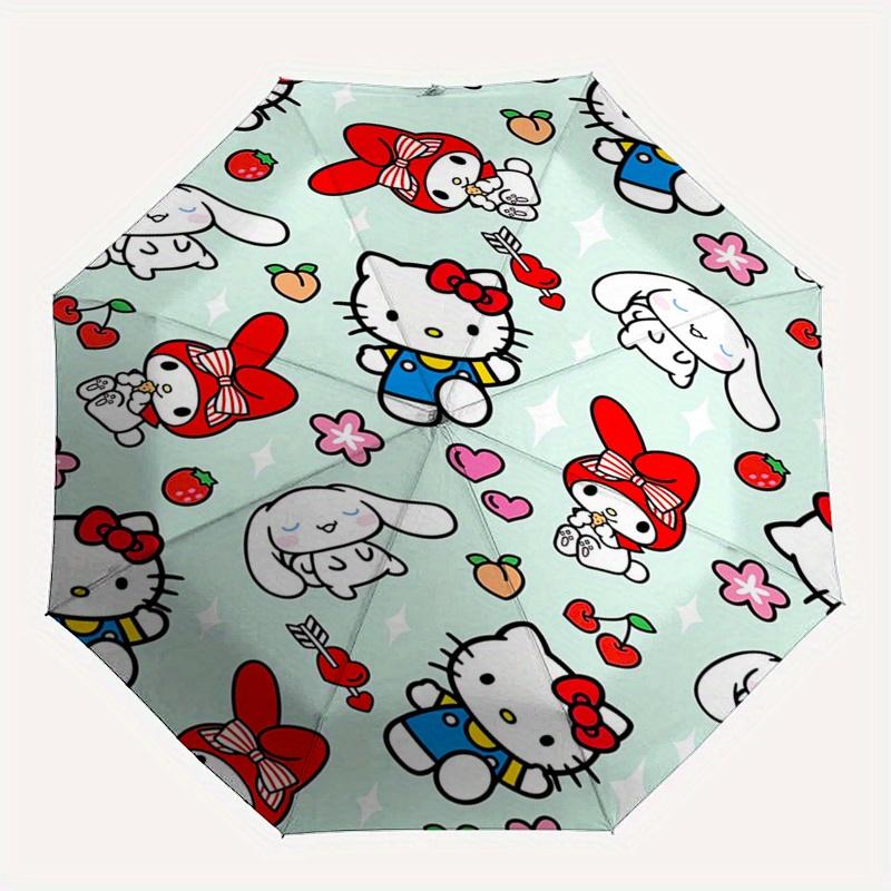 Hello Kitty,Friends Automatic Folding Umbrella-Simple 8-Rib Design, Bright Cartoon Pattern, Durable Iron Frame, Suitable For Travel, Outdoor
