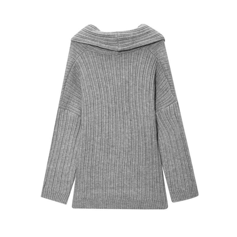 Womens Relaxed Fit Off-Shoulder Knit Sweater Long Sleeve Casual Pullover In Solid Colors Streetwear 2025