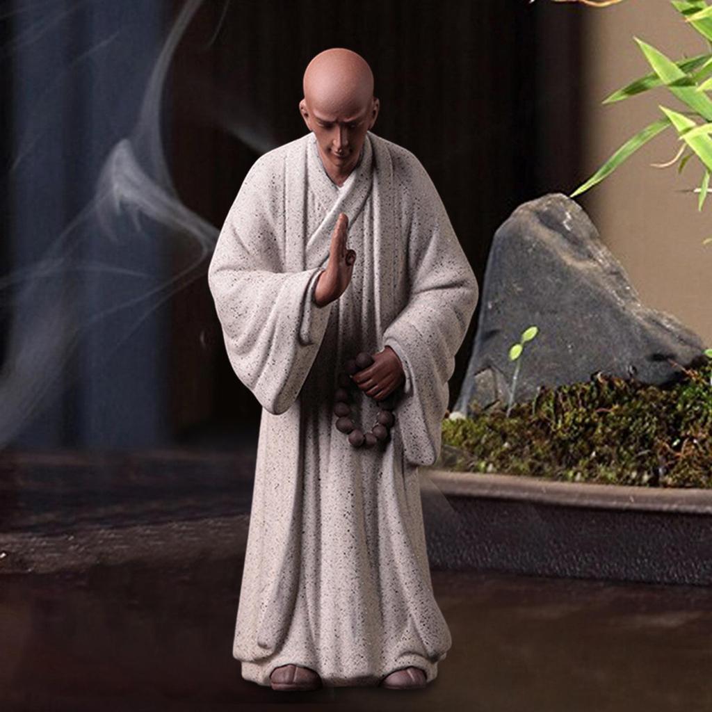Keramik Mönch Figurinen Statue Handwerk für Haus Garten Bonsai Dekoration