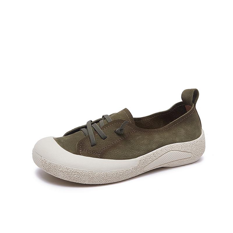

Женские туфли из натуральной кожи с защитой от скольжения на плоской подошве в стиле ретро, спортивные, повседневные туфли 40 оливковый