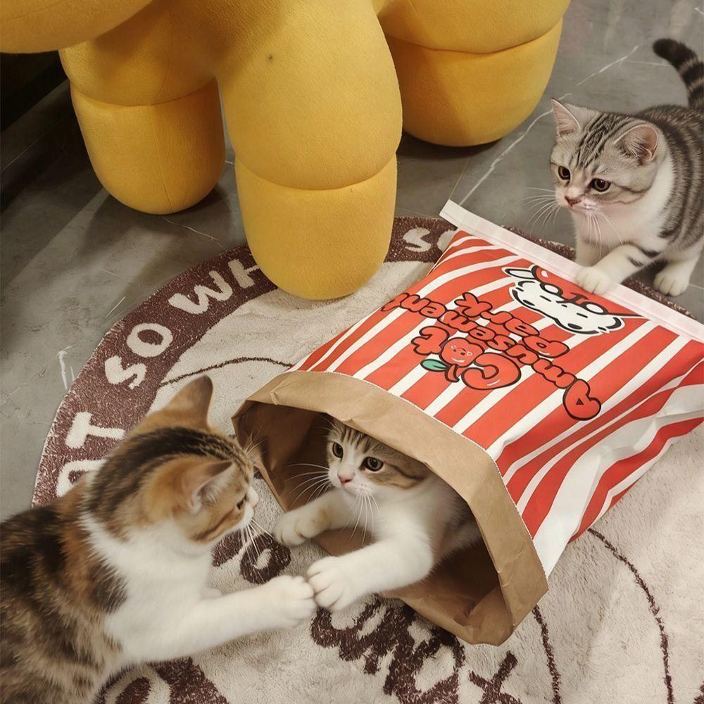 Hide-and-seek Kraft Paper Tunnel Chew Cat and Dog Kraft Paper Bag Creative Kraft Paper Cat Toy