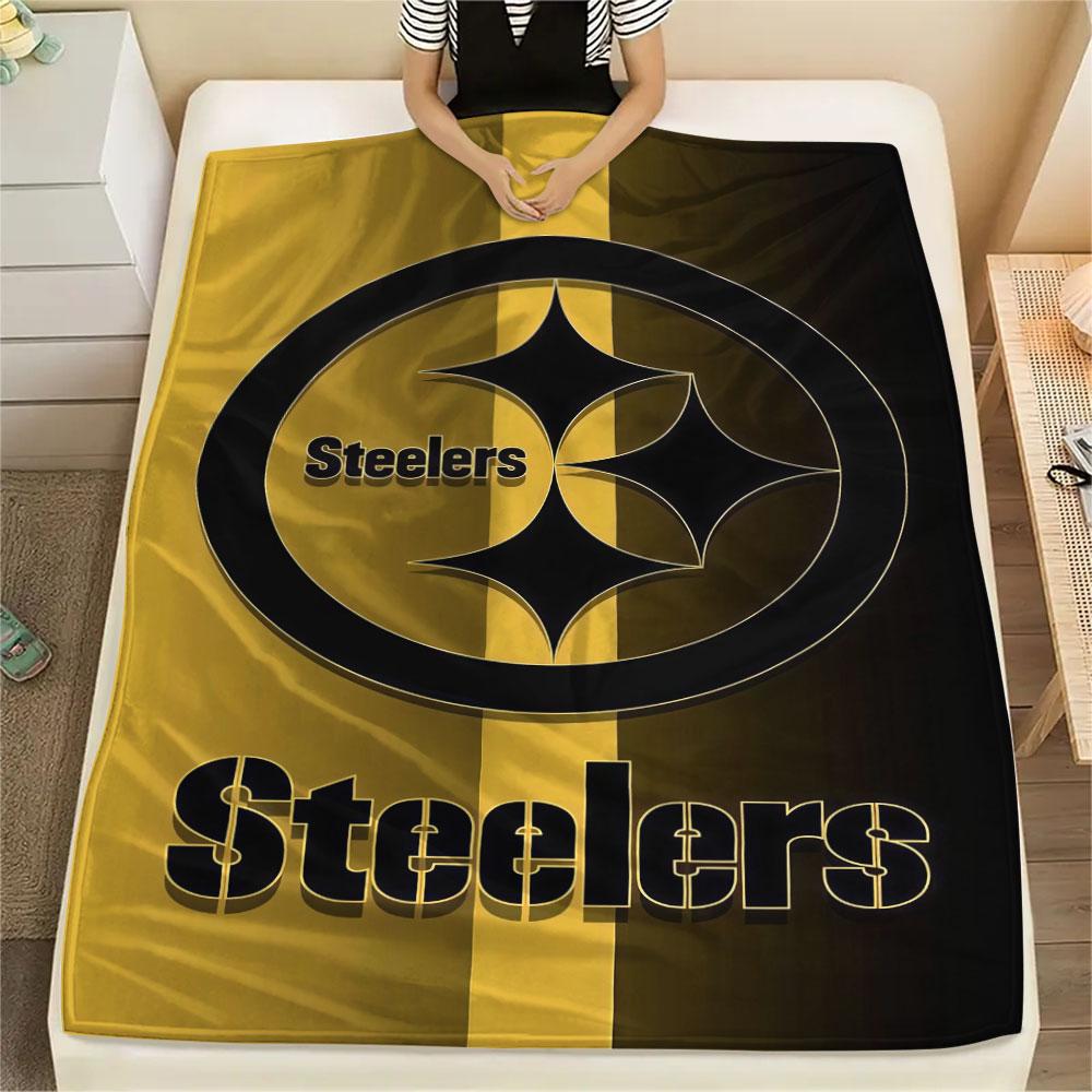 Pittsburgh Steelers Printed Flannel Blanket, soft throw for bedroom sofa, washable, fan merchandise, great gift.