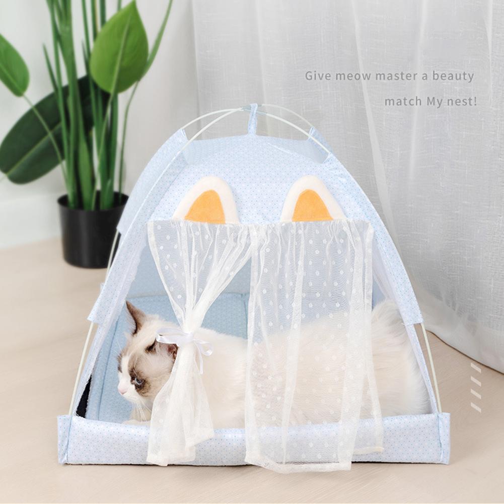 Foldable Pet Tent Removable Washable Cat Ears Decoration Mini Nest Playpen Hideout House Pet Supplies