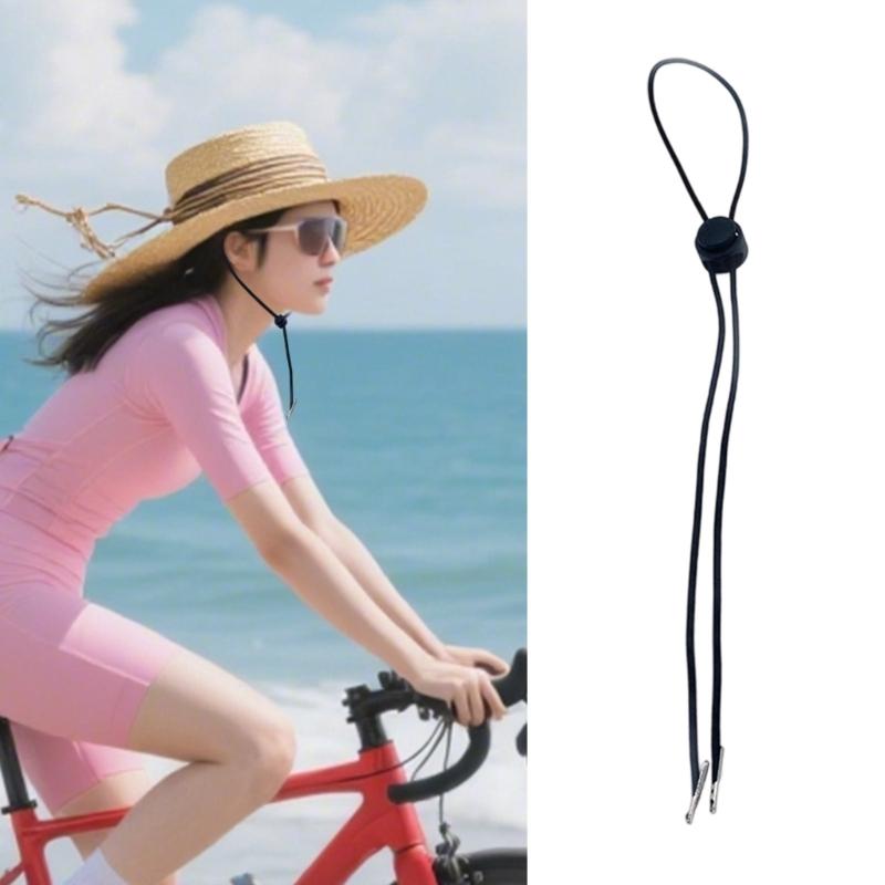 Pack Of 10 Black Elastic Hat Chin Cord Adjustable Removable Strap With Spring Lock