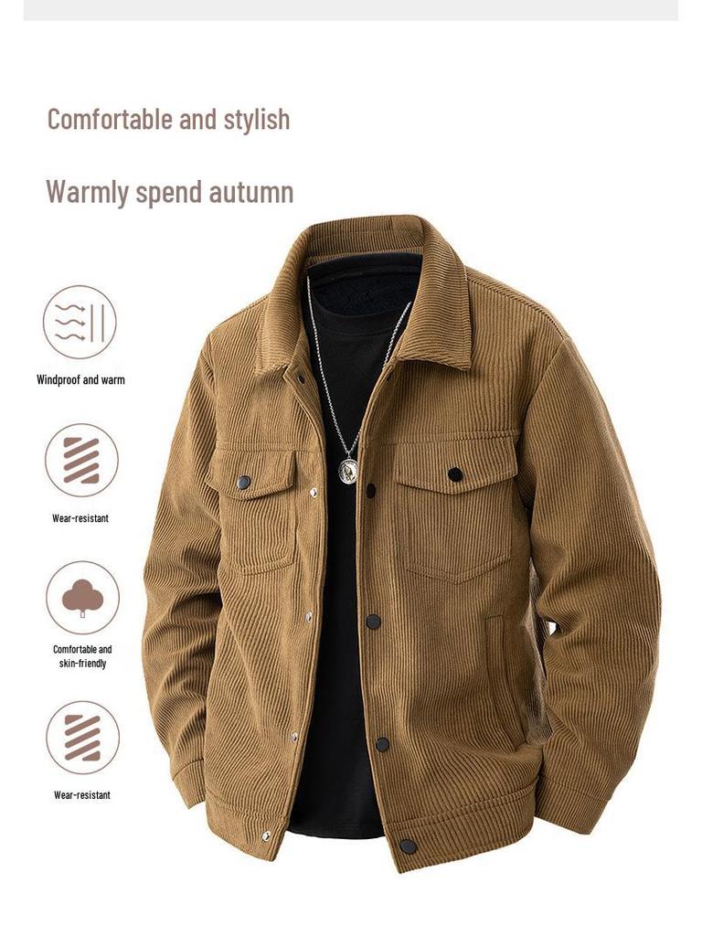 Americká retro pracovně-oděvní manšestrová bunda - Větruodolná, odolná proti opotřebení, ležérní top