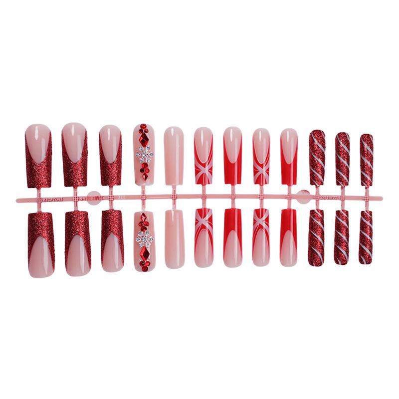 

Cross-border Christmas French Wearable False Nails Manicure Patch