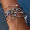 and American Style Versatile Stackable Bracelets for Women, Light Luxury Niche Exquisite 18K Gold-Plated Pink Zircon Titanium Steel Non-Fading Jewelry