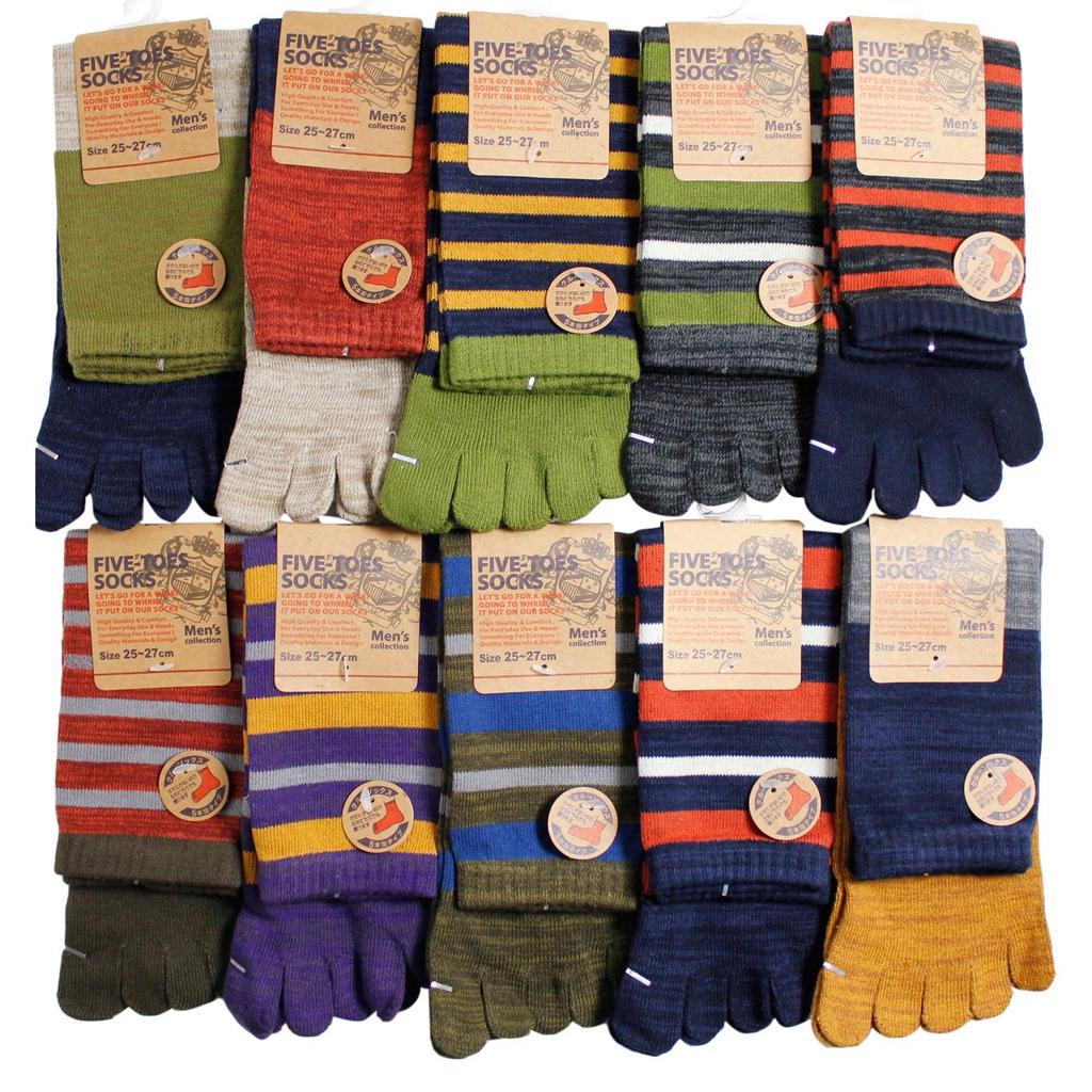 Matching Sizes [box408] Men's Five-Toe Socks, 10-Pair Set, Series, 25-27cm