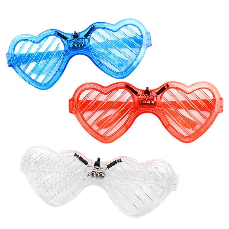 Light Up LED Glasses 5 Colors Heart Shape Glow Glasses Glow In The Dark Party Supplies Neon Party Favors for Kids Adults