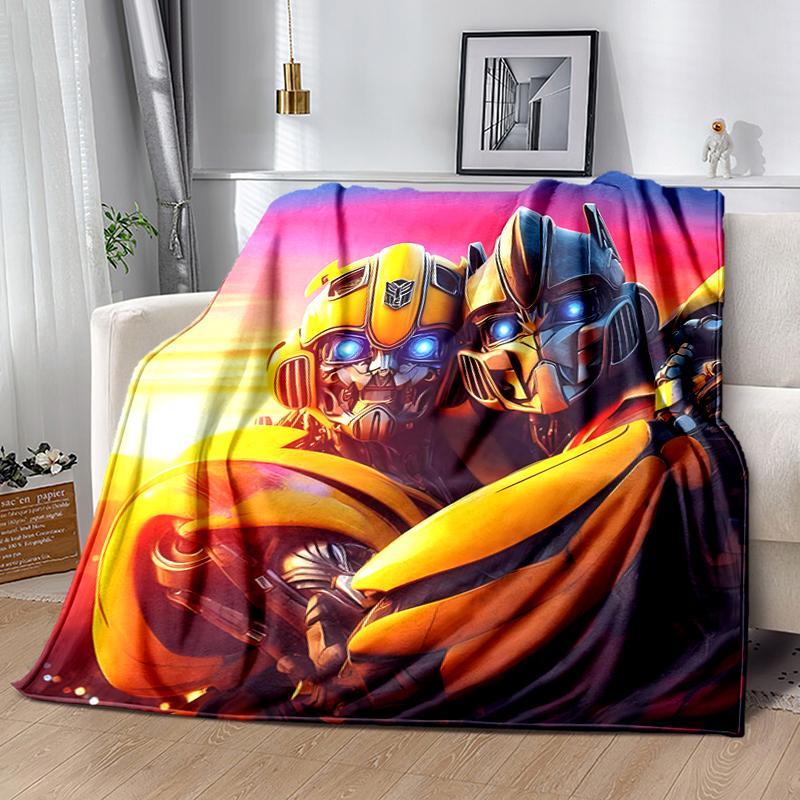 1pc Blanket Bumblebee and Optimus Prime Print Design, Lightweight Blanket for Sofa, Bed- Soft &Warm, Gift for All Seasons like Christmas, Halloween