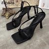 Fashion Eilyken Gladiator Sandals High Heels Women Fall Best Street Look Females Square Head Open Toe Clip-On Strappy Shoes