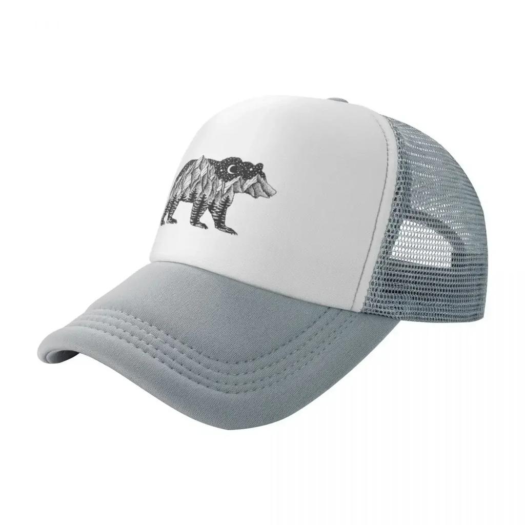 Moon Mountain Bear Sport Mesh Baseball Caps For Unisexs Adult Unisex Beach Sunscreen Hats Hip Hop Trucker Cap
