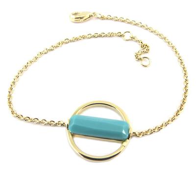 [P8006] - Gold Plated Bracelet 'Boho' Turquoise Gold - 16 Mm